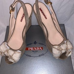 Prada women’s wedges tan with original box